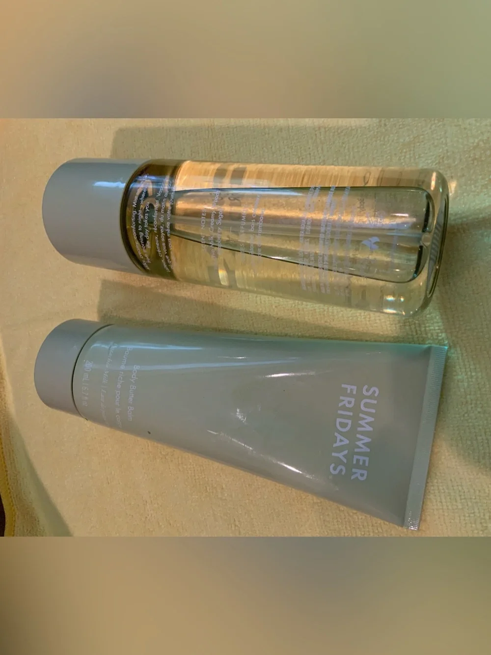Summer Fridays pistachio body balm and spray